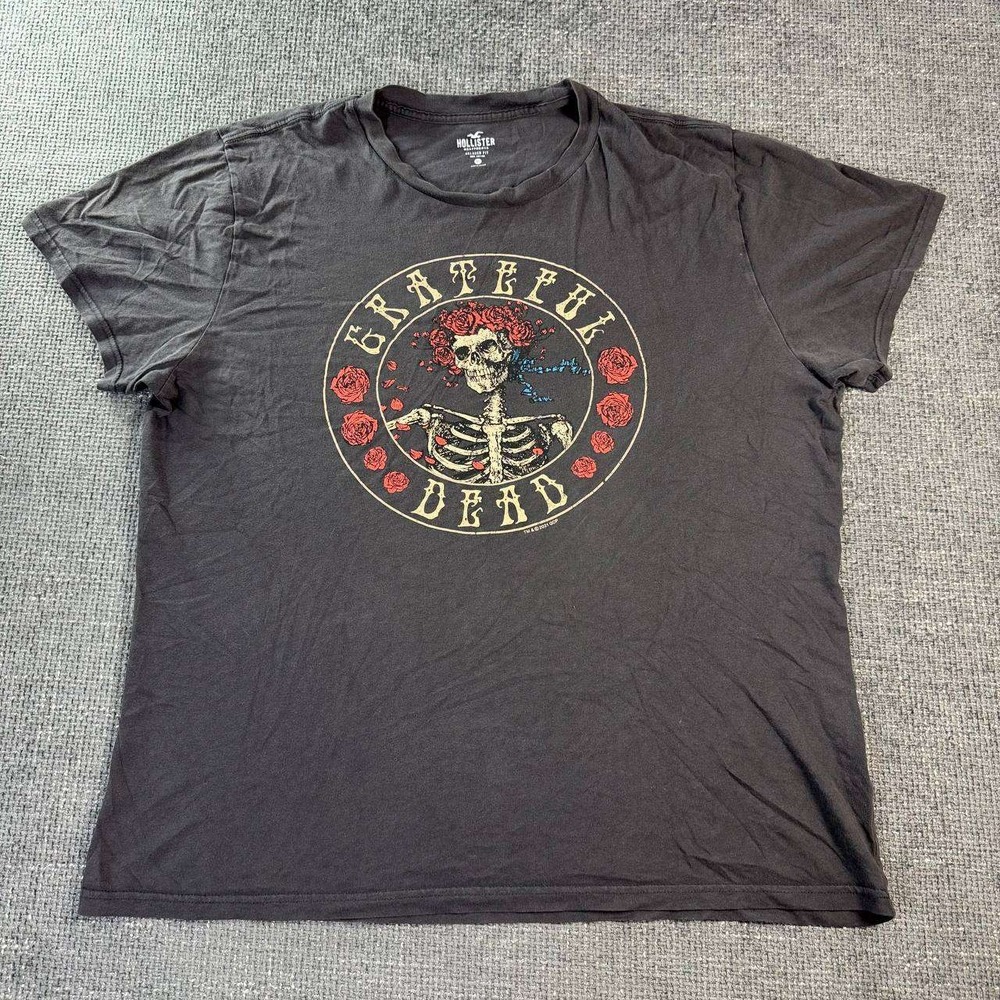 Hollister Grateful Dead Graphic Tee Unisex XL Black Relaxed Fit Band Shirt